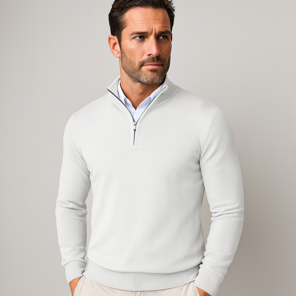 Pull-over homme zip quart, moderne et sportif