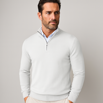 Pull-over homme zip quart, moderne et sportif