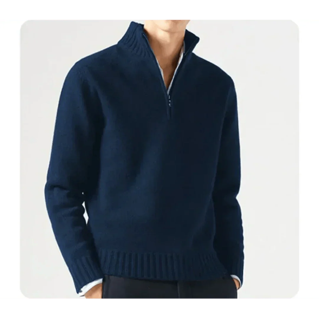 Pull tricoté pour homme avec demi-fermeture éclair