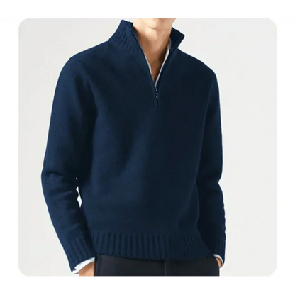 Pull tricoté pour homme avec demi-fermeture éclair