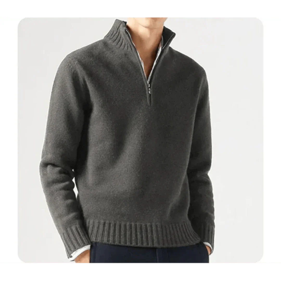 Pull tricoté pour homme avec demi-fermeture éclair