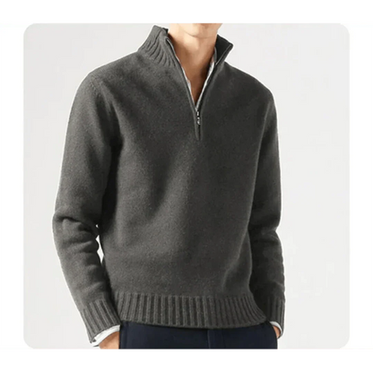 Pull tricoté pour homme avec demi-fermeture éclair