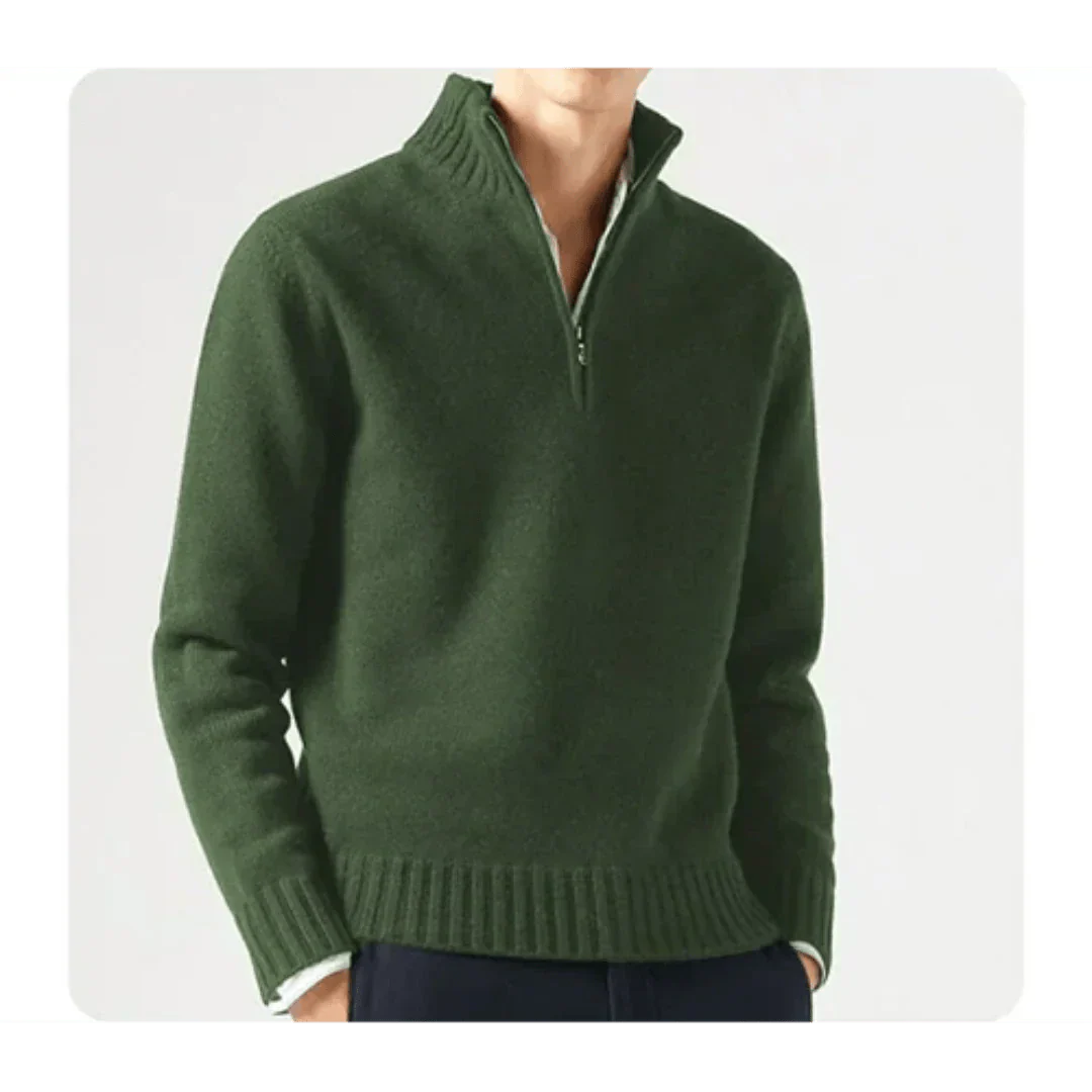 Pull tricoté pour homme avec demi-fermeture éclair