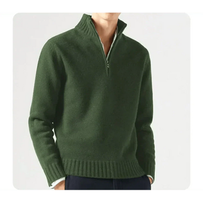 Pull tricoté pour homme avec demi-fermeture éclair