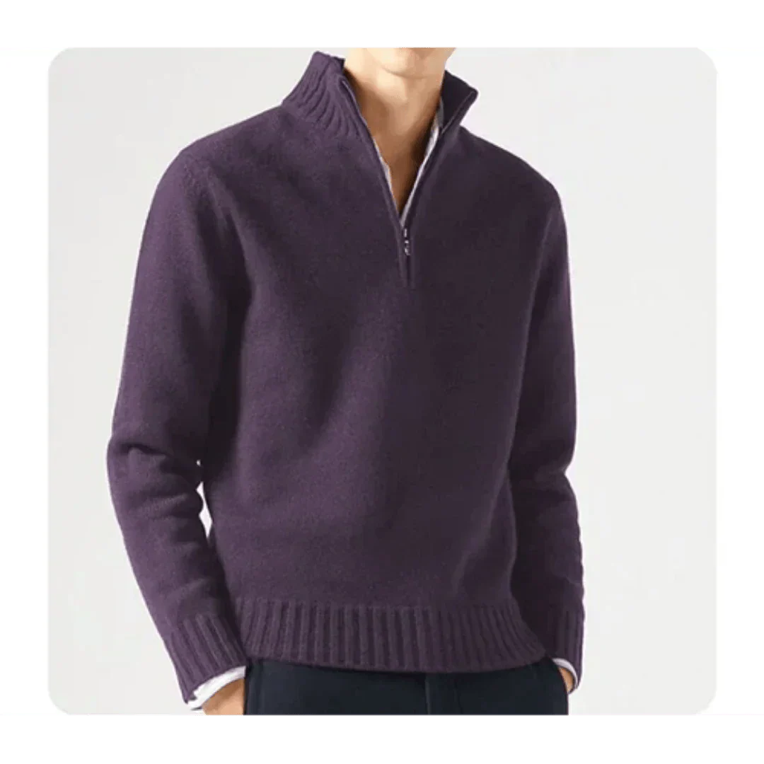 Pull tricoté pour homme avec demi-fermeture éclair