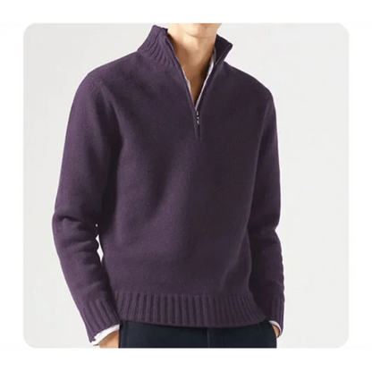 Pull tricoté pour homme avec demi-fermeture éclair
