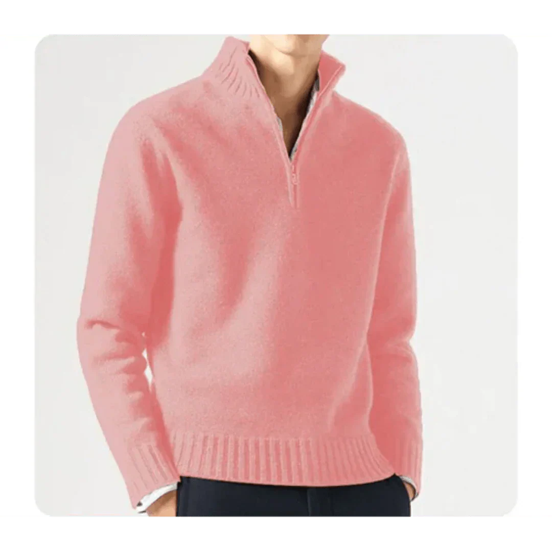 Pull tricoté pour homme avec demi-fermeture éclair