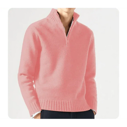 Pull tricoté pour homme avec demi-fermeture éclair