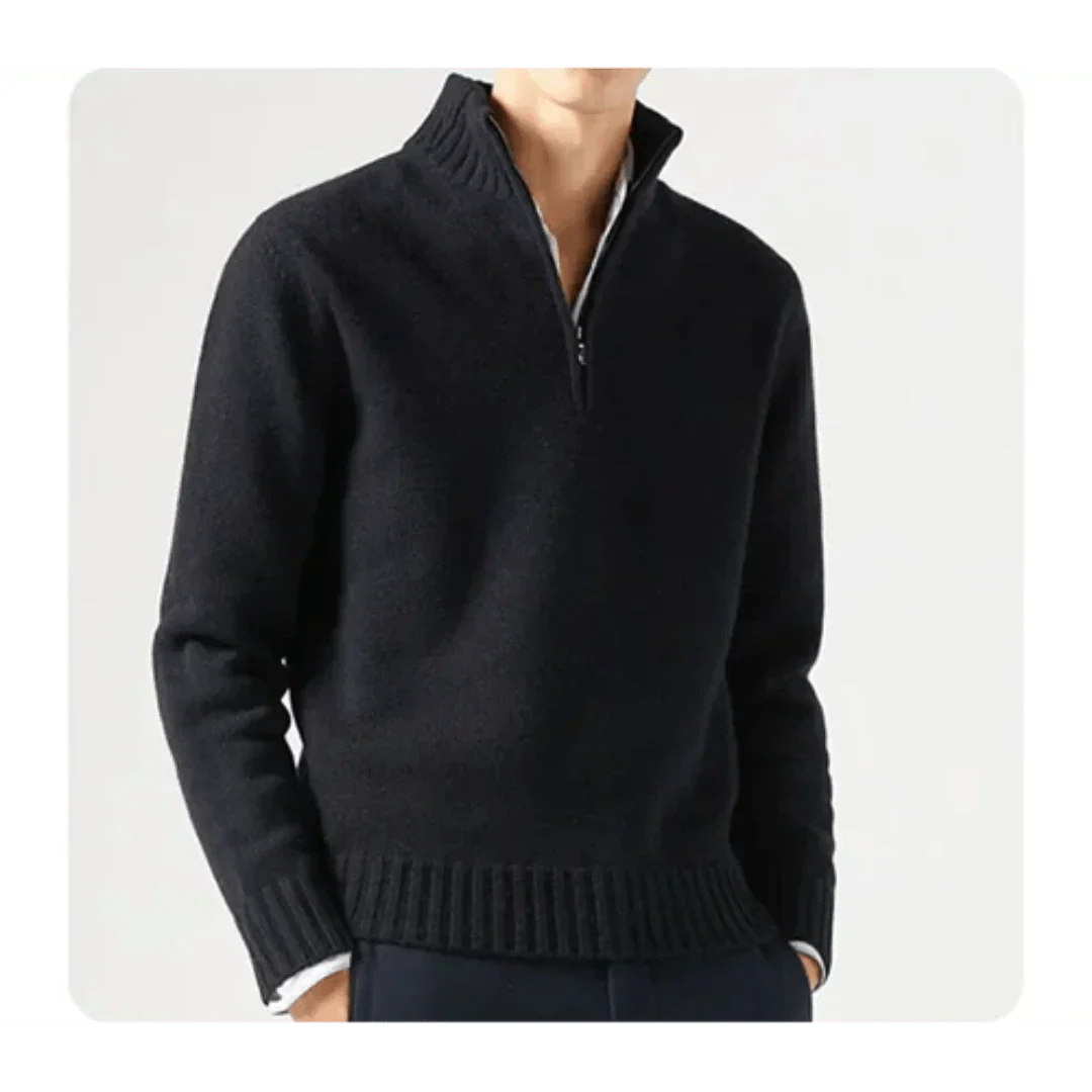 Pull tricoté pour homme avec demi-fermeture éclair