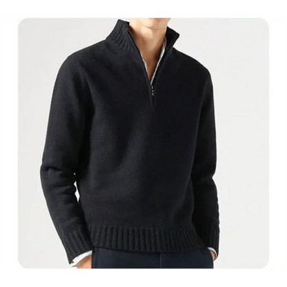 Pull tricoté pour homme avec demi-fermeture éclair