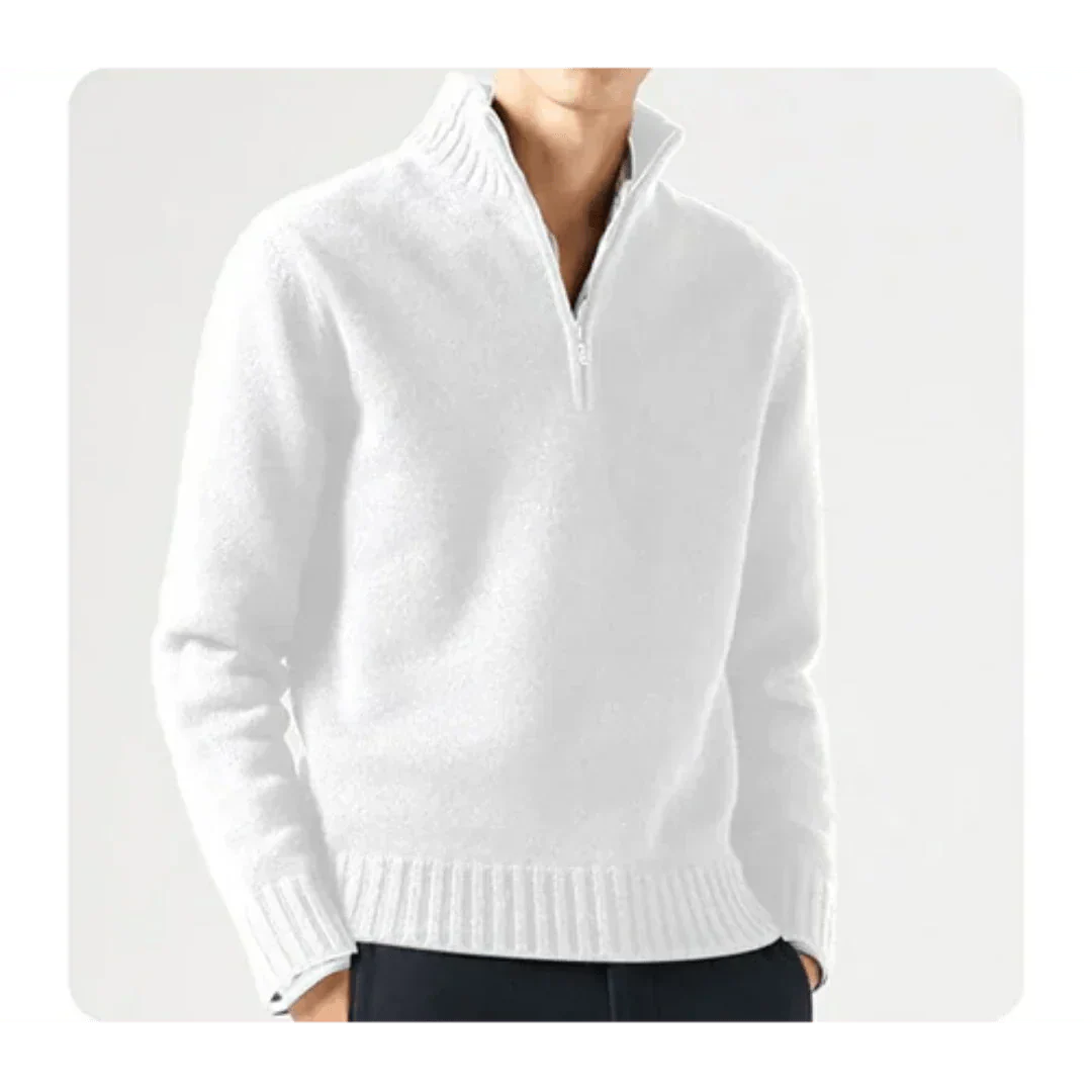 Pull tricoté pour homme avec demi-fermeture éclair