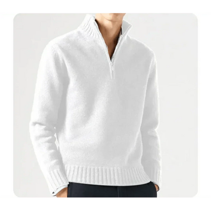 Pull tricoté pour homme avec demi-fermeture éclair