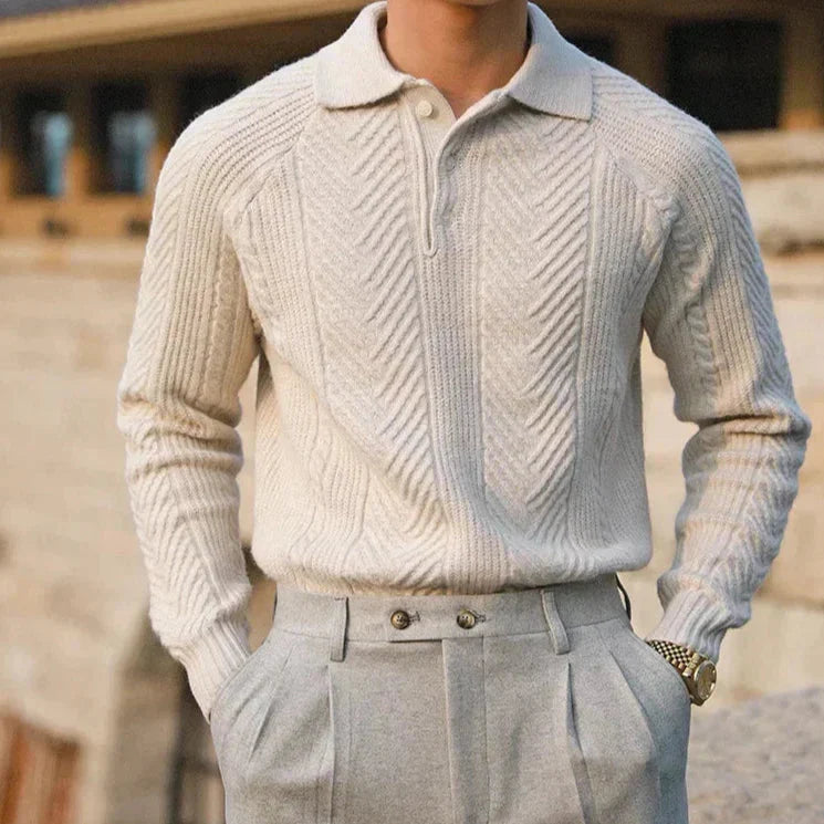 Stylischer Herren Pullover mit Kragen - IdealeKleiden