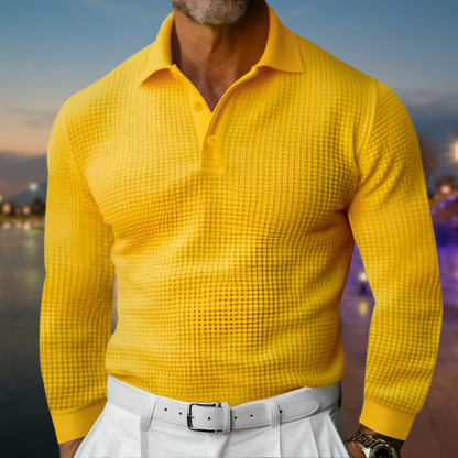 Pull tricoté gaufré pour homme, col moderne