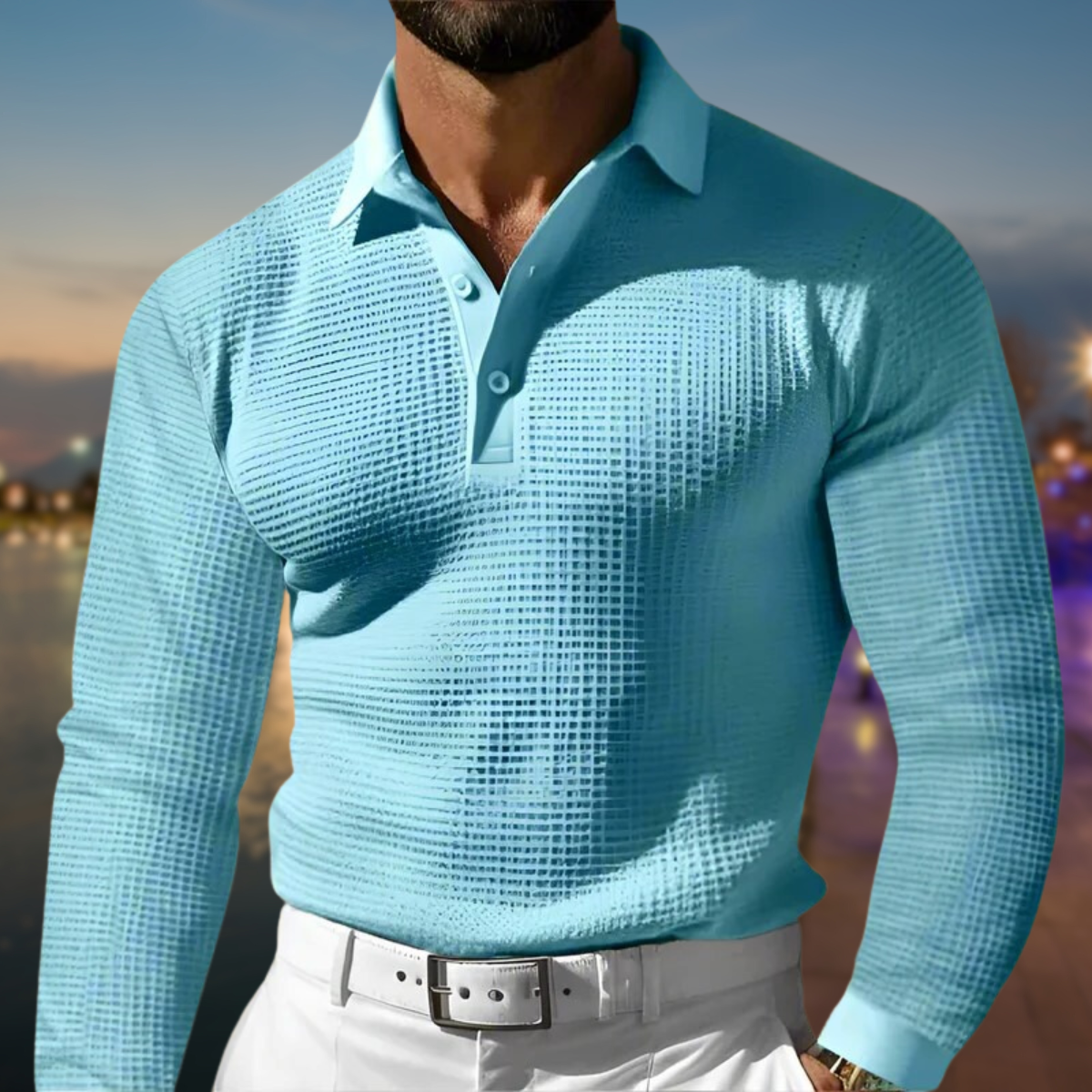 Pull tricoté gaufré pour homme, col moderne
