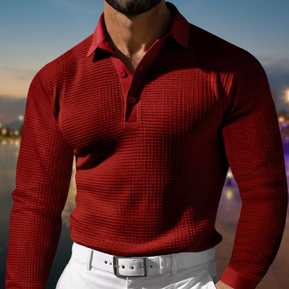 Pull tricoté gaufré pour homme, col moderne