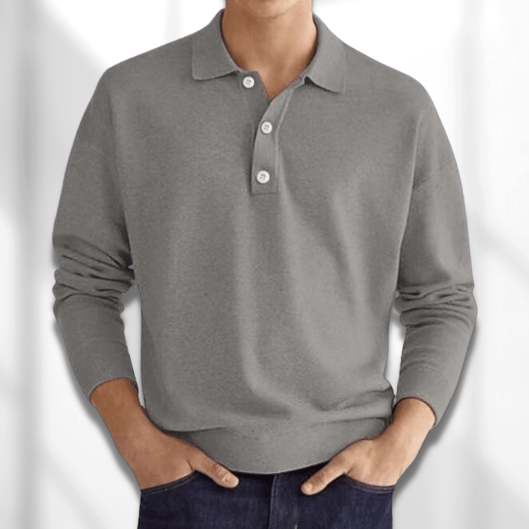 Pull-over homme manches longues moderne patte de boutonnage