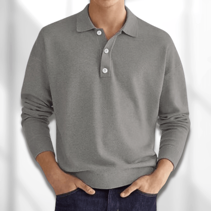Pull-over homme manches longues moderne patte de boutonnage