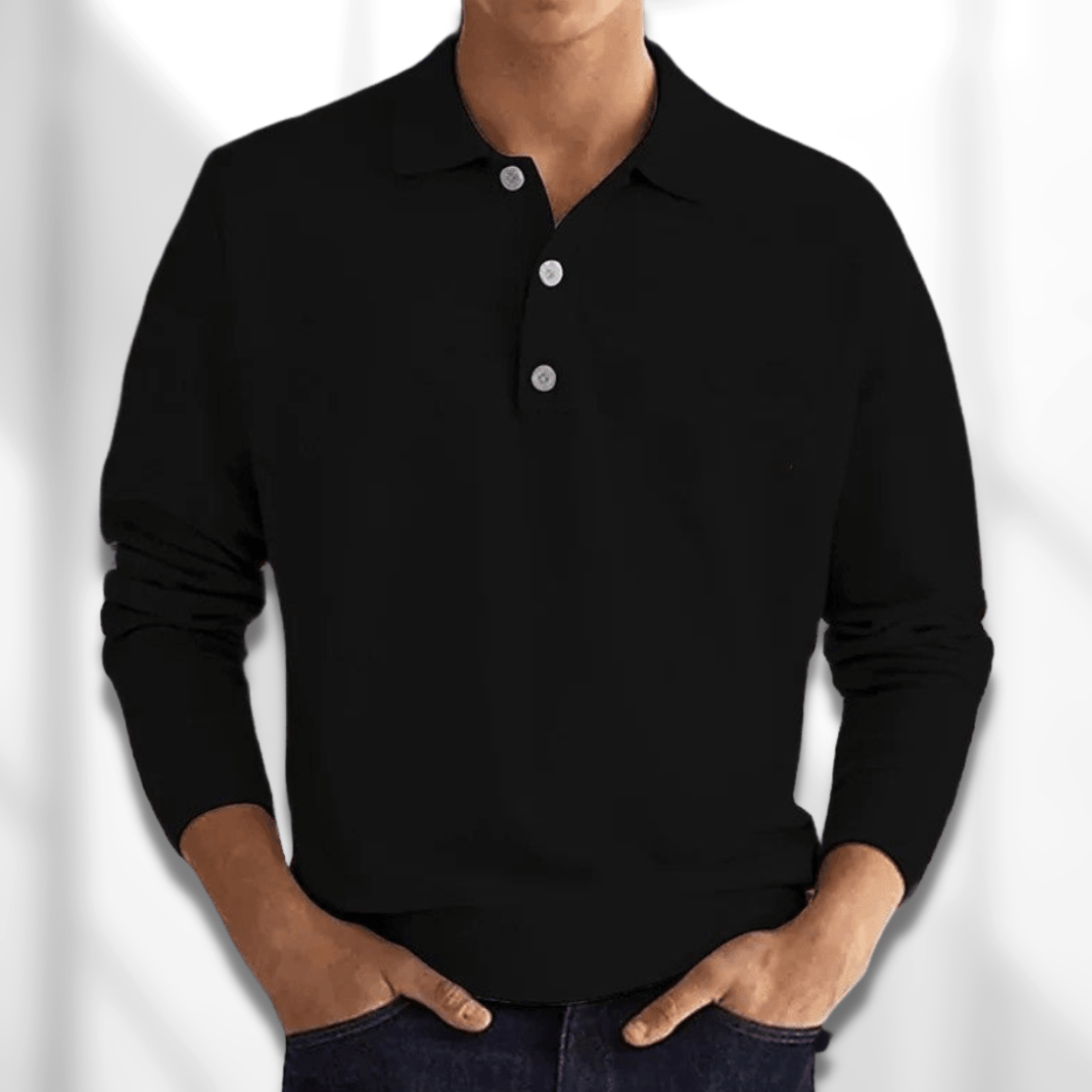 Pull-over homme manches longues moderne patte de boutonnage