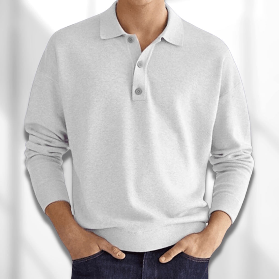 Pull-over homme manches longues moderne patte de boutonnage