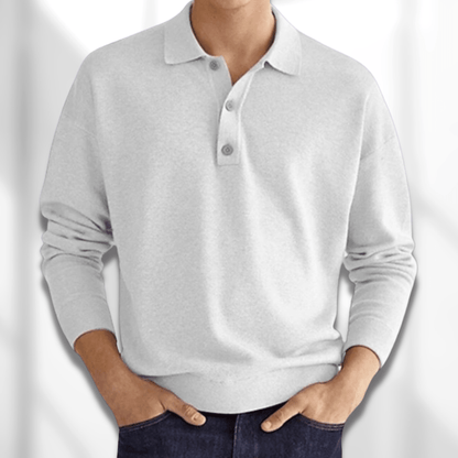 Pull-over homme manches longues moderne patte de boutonnage