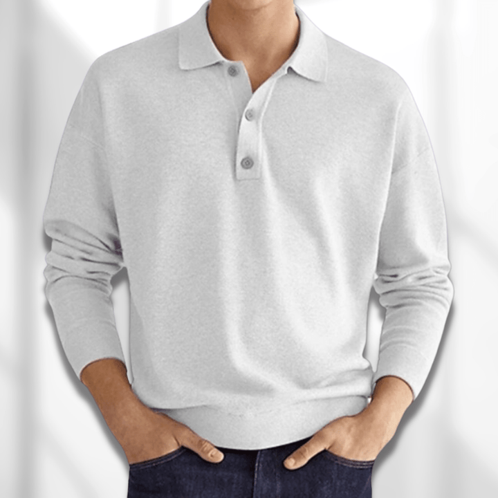 Pull-over homme manches longues moderne patte de boutonnage