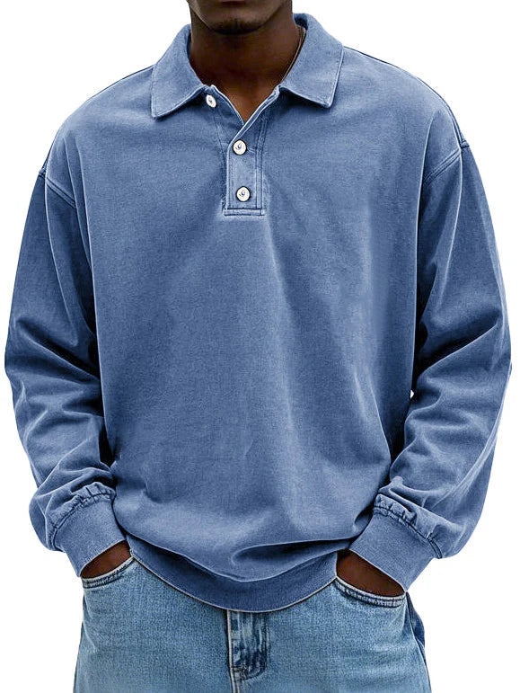 Herren Oversized Pullover Sweatshirt Kragen Relaxed Fit - IdealeKleiden