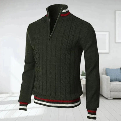 Polo-pull homme chaud à col en V et fermeture éclair
