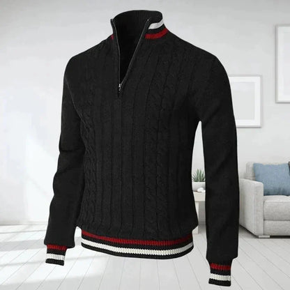 Polo-pull homme chaud à col en V et fermeture éclair