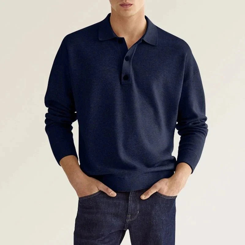 Polo homme manches longues col