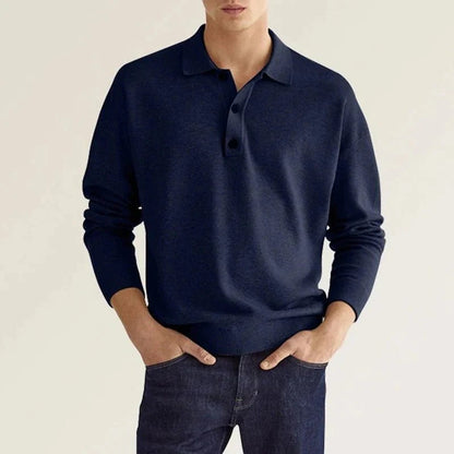Polo homme manches longues col