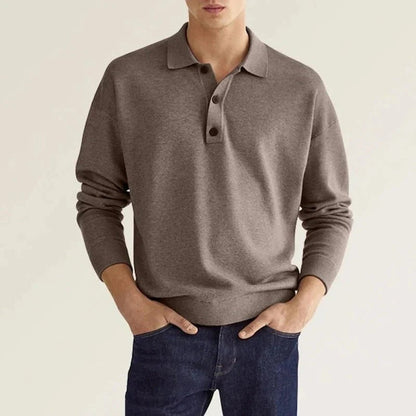 Polo homme manches longues col