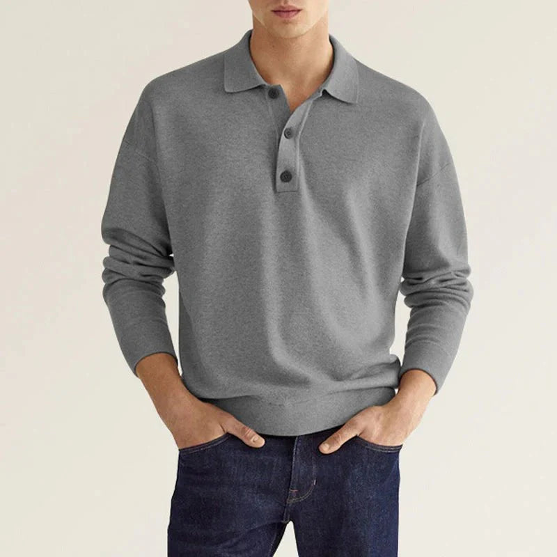 Polo homme manches longues col