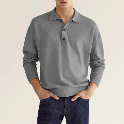 Polo homme manches longues col