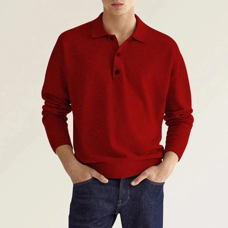 Polo homme manches longues col