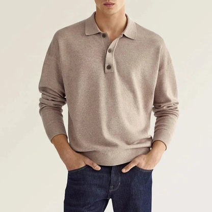Polo homme manches longues col