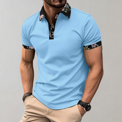 Polo pour homme à motif floral manches courtes