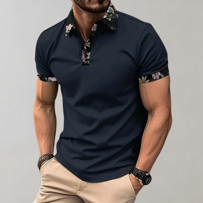 Polo pour homme à motif floral manches courtes
