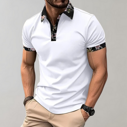 Polo pour homme à motif floral manches courtes