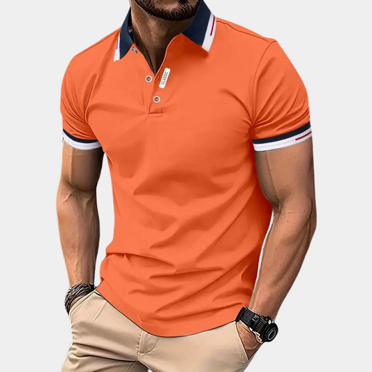 Herren Polo Shirt Kurzarm Orange Sportlich - IdealeKleiden