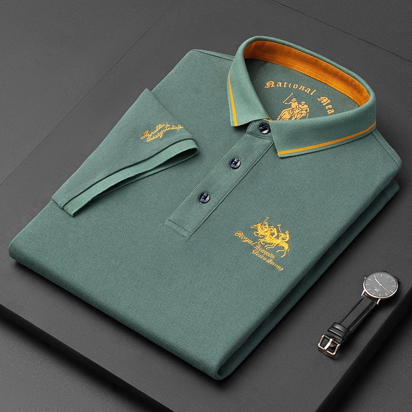 Polo homme en lin à manches courtes
