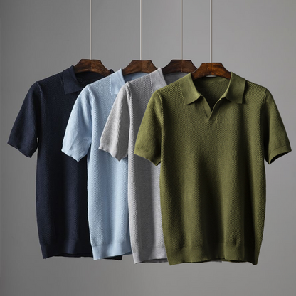 Kurzarm Polo Hemd V-Ausschnitt Modern - IdealeKleiden