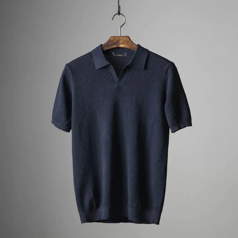 Polo pour homme, manches courtes, col en V, moderne
