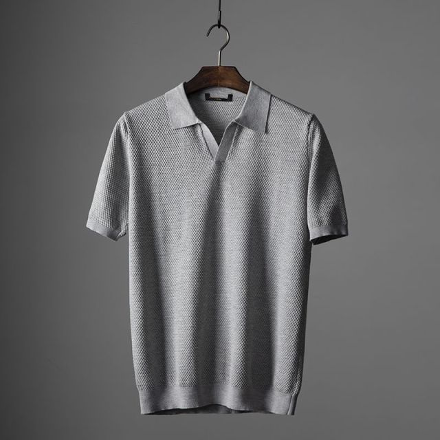 Polo pour homme, manches courtes, col en V, moderne