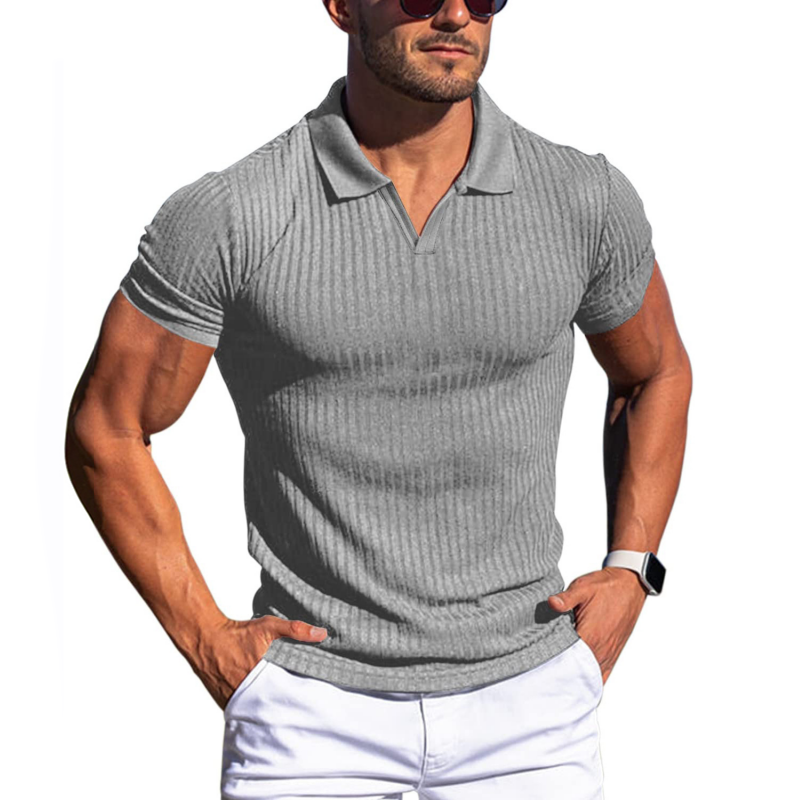 Polo cintré à col en V pour homme