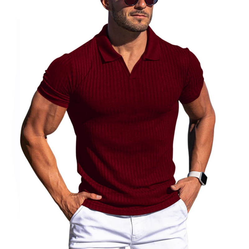 Polo cintré à col en V pour homme
