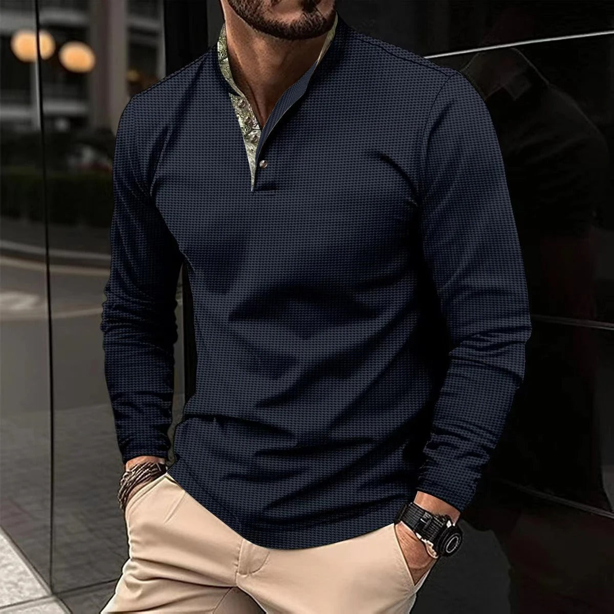 Polo homme manches longues classique