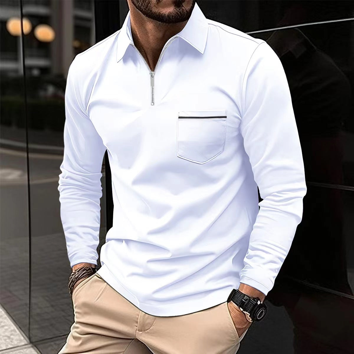 Polo homme manches longues élégant