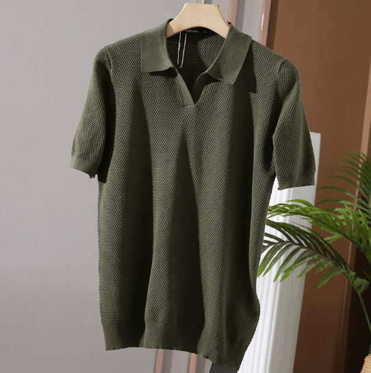 Polo-shirt homme col V manches courtes