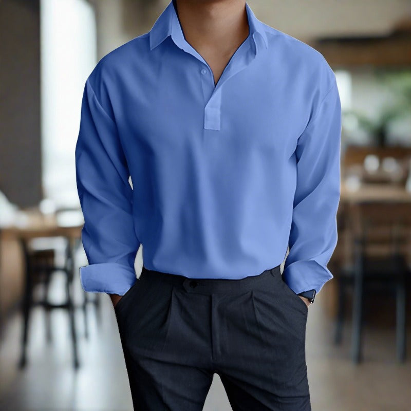 Polo homme léger en coton à manches longues